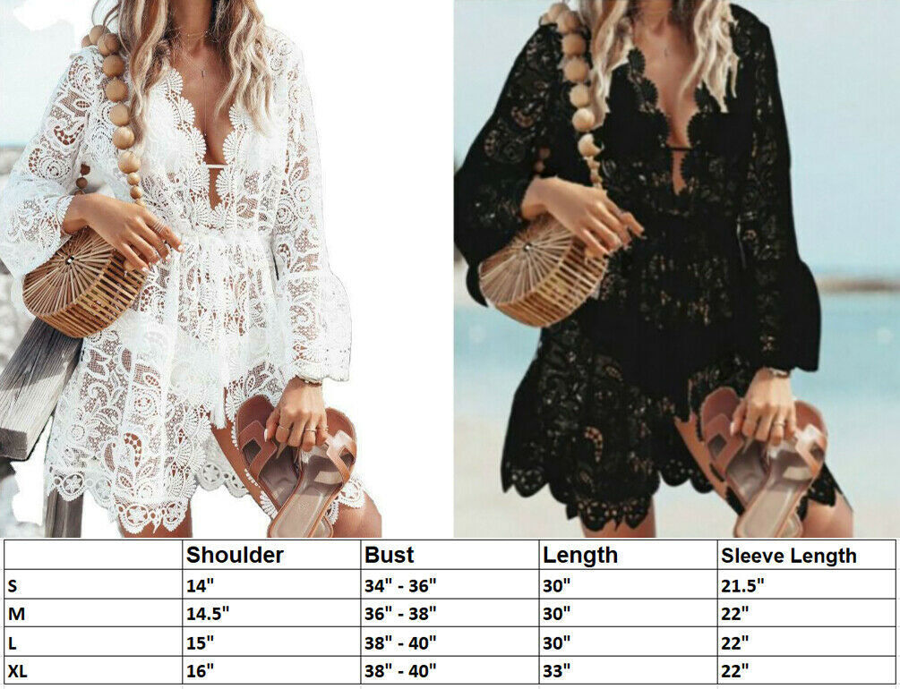 Lace Bathing Suit Cover Up for Women, featuring a boho design with a flowing silhouette, perfect for beach outings.