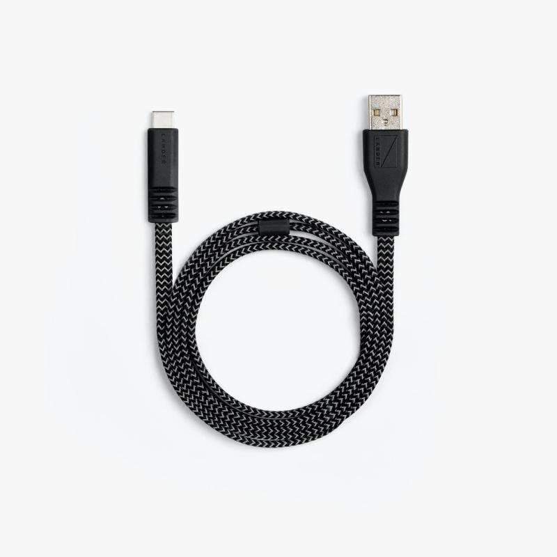 LANDER Cable USBC to USBA, 1 meter long, black color, ideal for fast data transfer and charging.