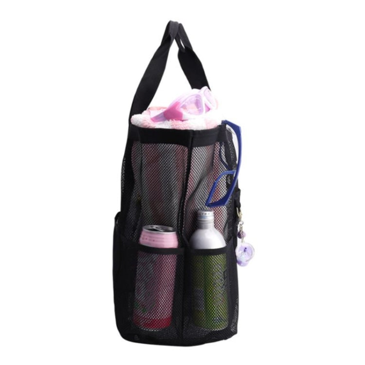 Large Capacity Mesh Swimming Tote Beach Bag in Fluorescent Green, featuring multiple pockets and a lightweight design, perfect for beach outings.