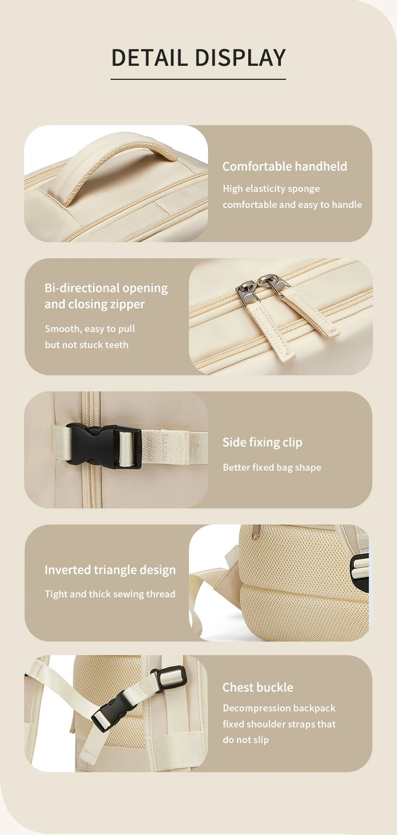 Large extendable travel backpack designed for business and college use, featuring a padded compartment for a 16-inch laptop.