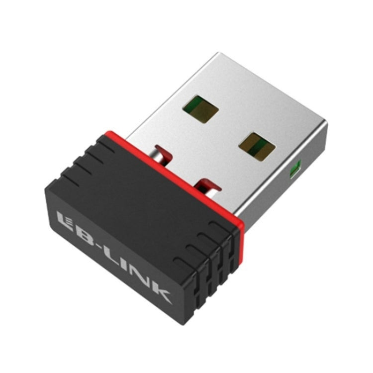 LB-LINK BL-WN151 USB Adapter in a laptop USB port, showcasing its compact design and sleek appearance.