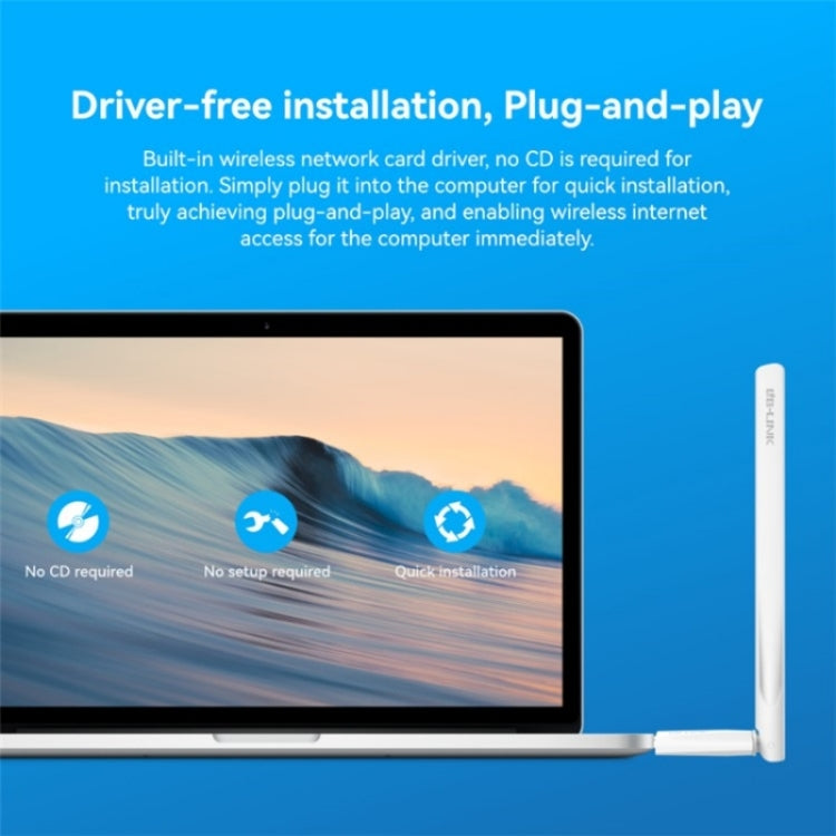 LB-LINK WDN650A wireless adapter with dual-band capabilities and high gain antenna for desktop and laptop use.