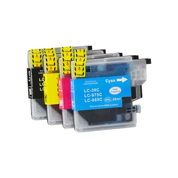 LC39 Compatible Inkjet Cartridge Set featuring black, cyan, magenta, and yellow cartridges in a compact arrangement.