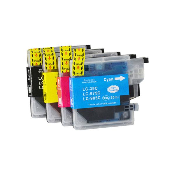 LC39 Compatible Inkjet Cartridge Set featuring black, cyan, magenta, and yellow cartridges in a compact arrangement.
