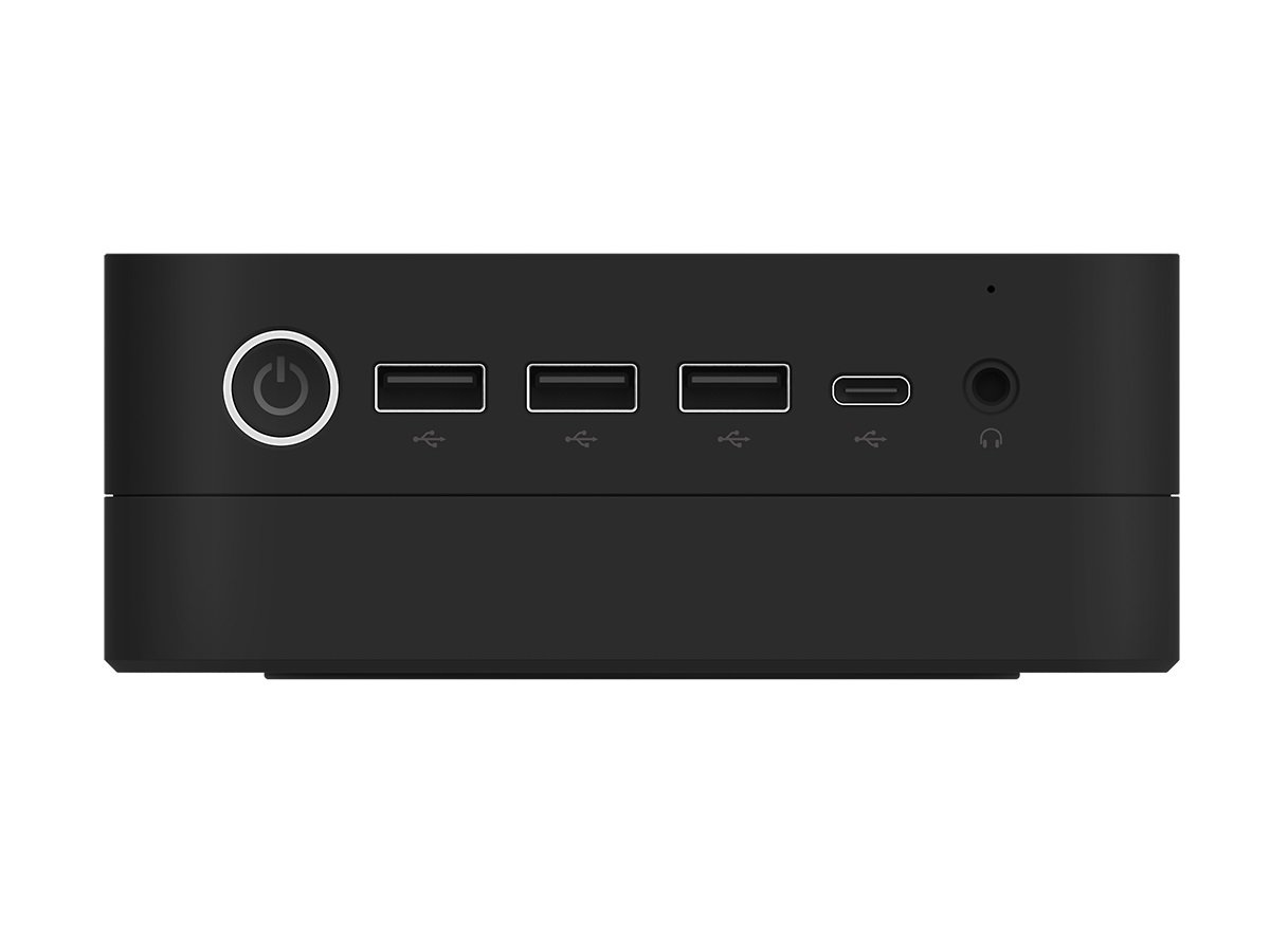 LEADER NUC SN4-PLUS mini PC with Intel Celeron N3350, showcasing its compact design and multiple connectivity ports.