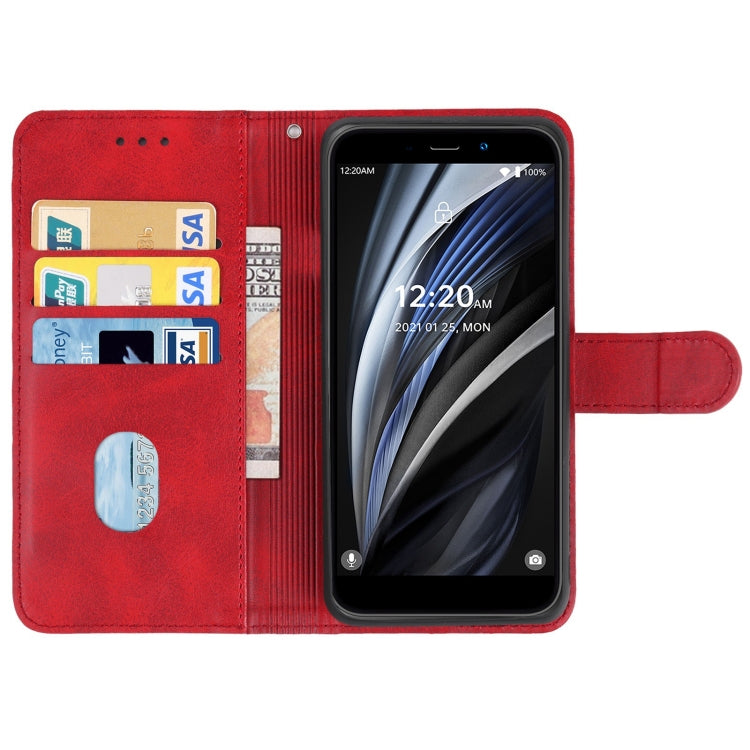 Red leather phone case designed for Oukitel WP12 Pro, featuring card slots and a holder for horizontal viewing.