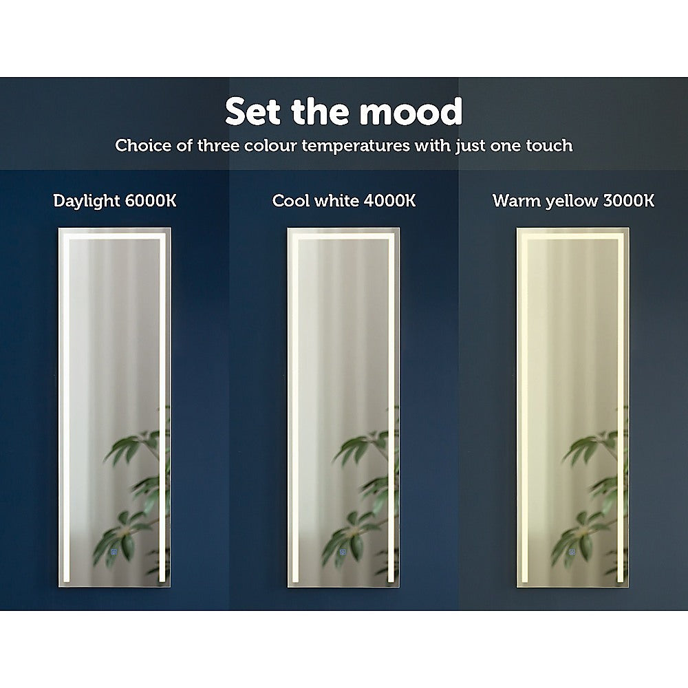LED Full Length Mirror with adjustable lighting modes, framed in sleek aluminium, perfect for makeup and dressing.