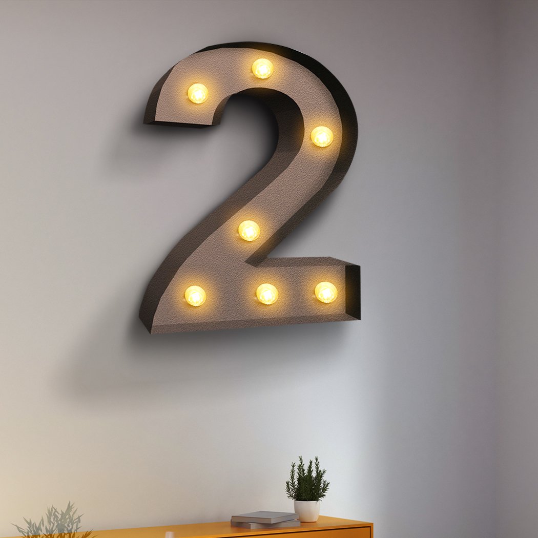 LED Metal Number Lights in a stylish marquee design, perfect for events and parties, showcasing a warm glow and customizable letters and numbers.