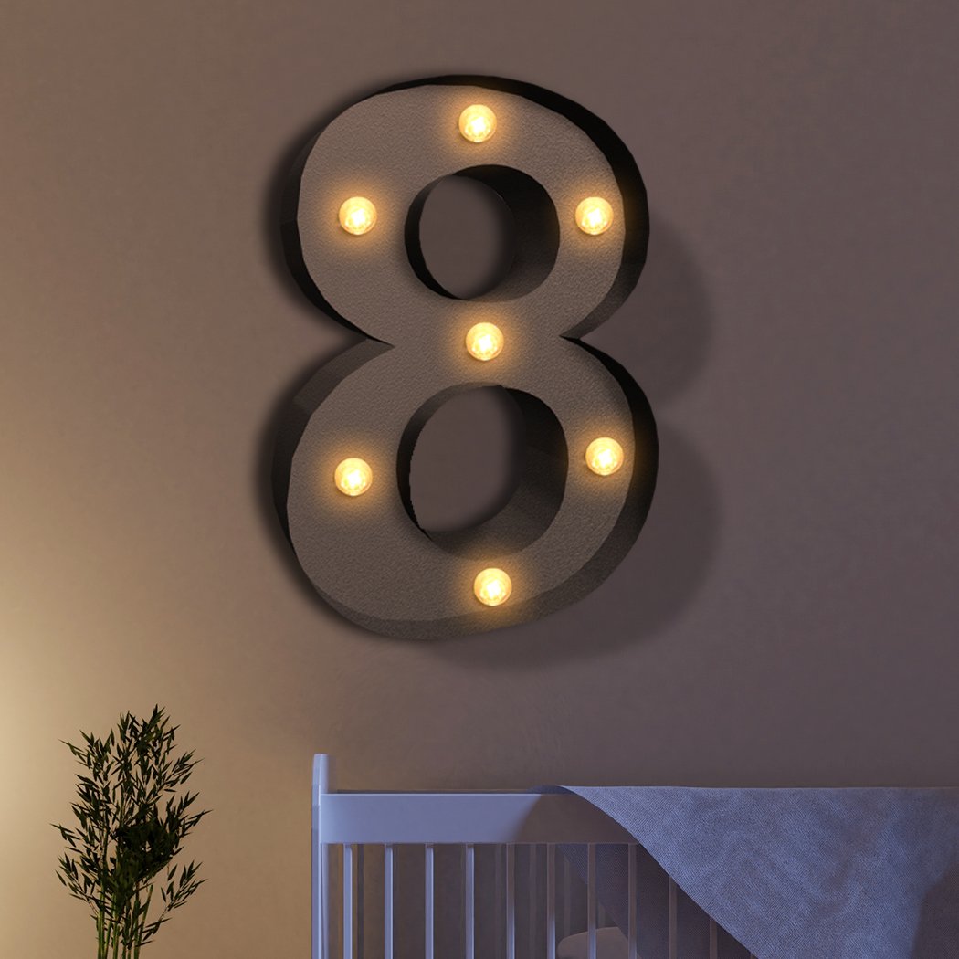 LED Metal Number Lights displayed in a festive setting, showcasing their warm glow and stylish design, perfect for events and parties.