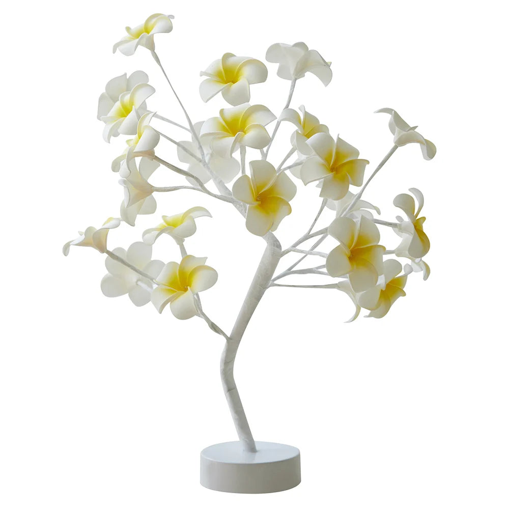 LED Table Lamp designed as a rose flower tree with warm white lights, showcasing a unique bonsai style for home decor.