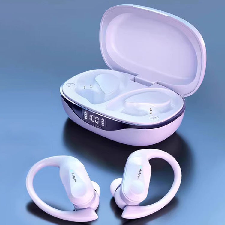 Lenovo LP75 IPX5 Waterproof Ear-mounted Bluetooth Earphones with LED power display, showcasing a sleek design and comfortable fit.