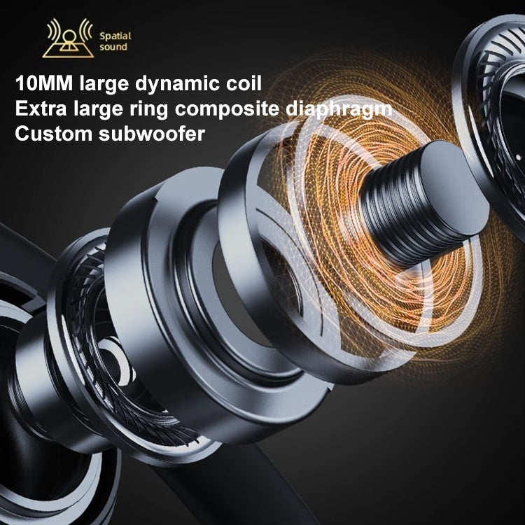 Lenovo LP75 IPX5 Waterproof Ear-mounted Bluetooth Earphones with LED power display, showcasing a sleek design and comfortable fit.