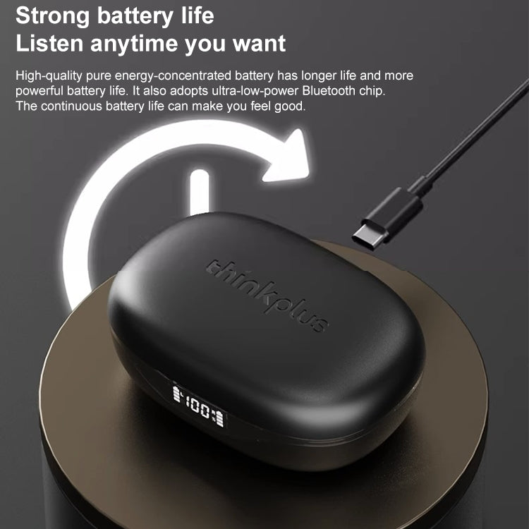 Lenovo LP75 IPX5 Waterproof Ear-mounted Bluetooth Earphones with LED power display, showcasing a sleek design and comfortable fit.