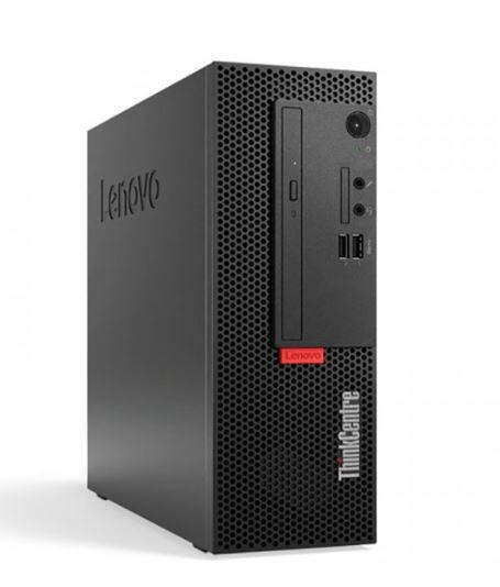 LENOVO ThinkCentre M720E SFF desktop PC with Intel i5-9400, 8GB RAM, and 512GB SSD, showcasing its compact design and ports.