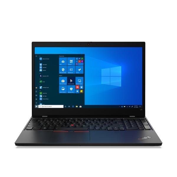 LENOVO ThinkPad L15 laptop with 15.6-inch FHD display, Intel i5 processor, and sleek design, showcasing its ports and keyboard.