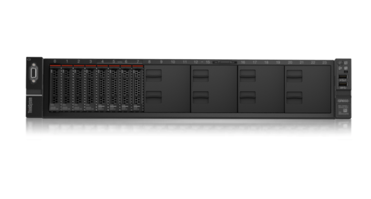 LENOVO ThinkSystem SR650 2U Rack Server with Intel Xeon Bronze 3204, showcasing its design and features.
