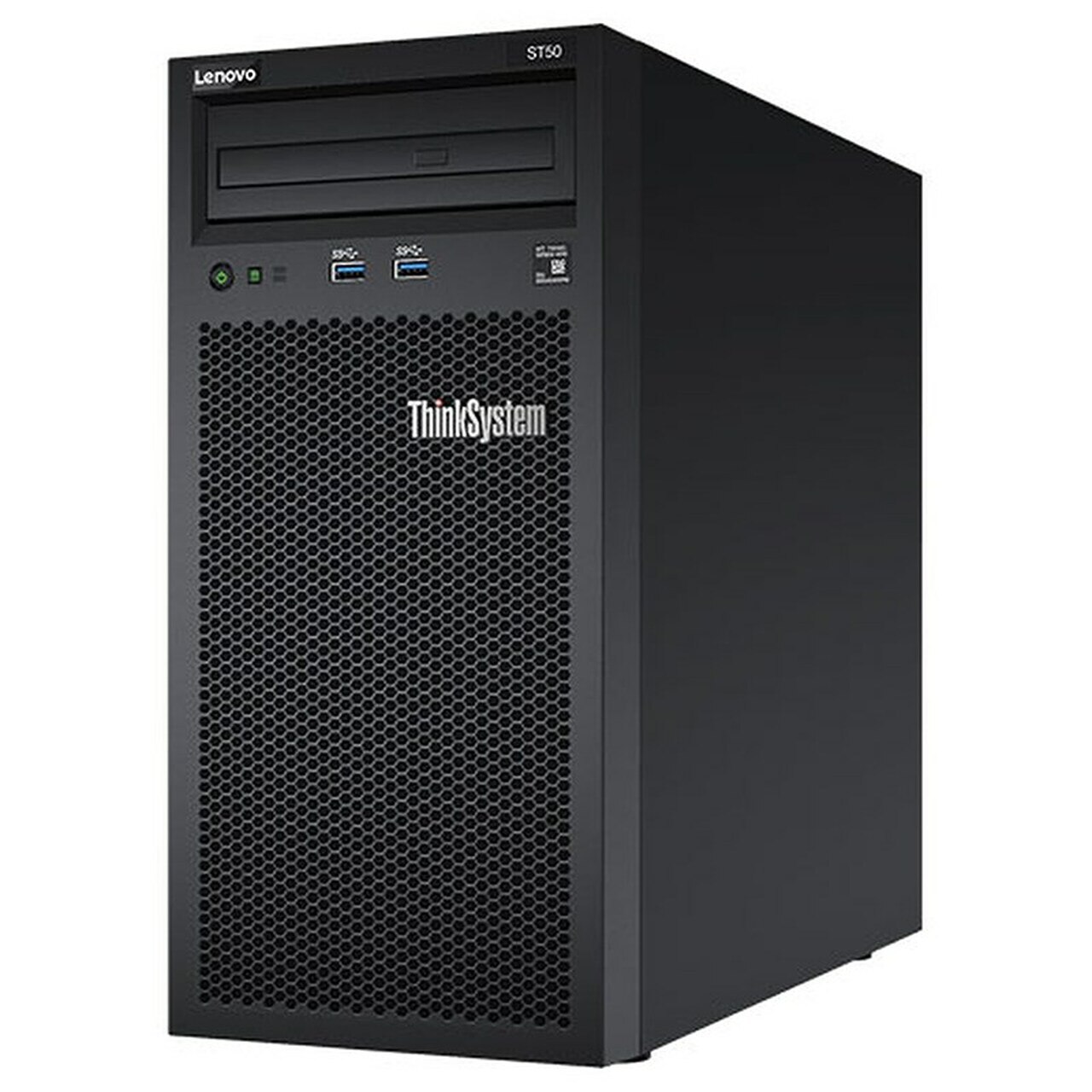 LENOVO ThinkSystem ST50 4U Tower Server showcasing its compact design and powerful components.