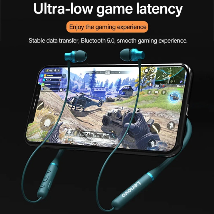 Lenovo XE05 Pro Bluetooth 5.0 Neck-mounted Sports Earphone with a sleek design, showcasing its comfortable neckband and earbud style.