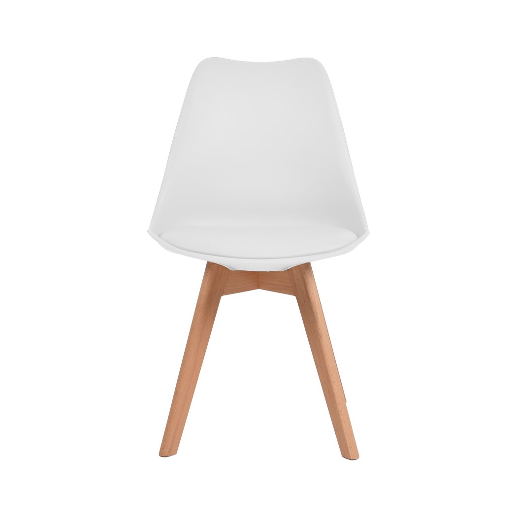 Levede 2x Retro Replica PU Leather Dining Chairs in white with wooden legs, showcasing minimalist design and premium quality.