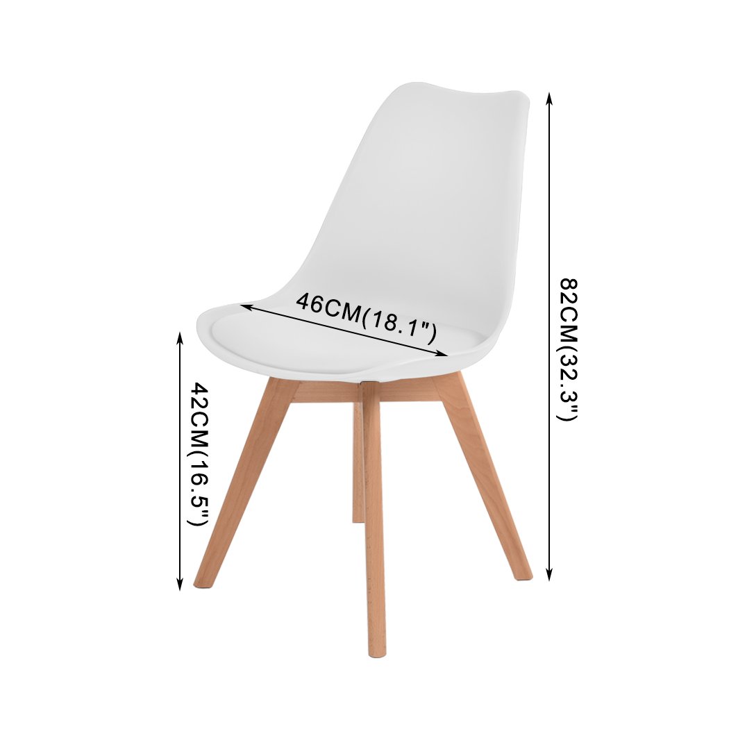 Levede 2x Retro Replica PU Leather Dining Chairs in white with wooden legs, showcasing minimalist design and premium quality.