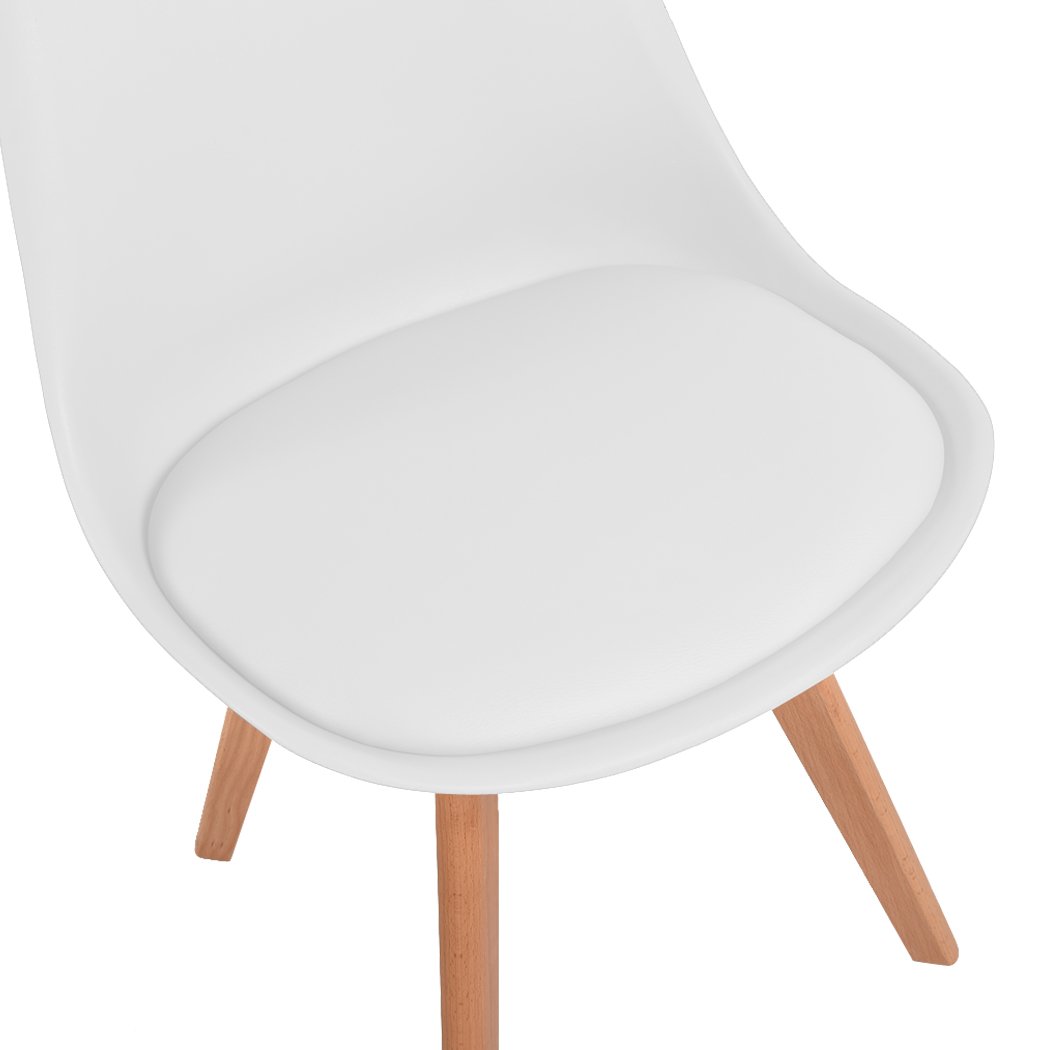 Levede 2x Retro Replica PU Leather Dining Chairs in white with wooden legs, showcasing minimalist design and premium quality.