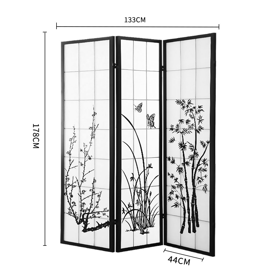 Levede 3 Panel Room Divider made of pine wood with non-woven fabric, showcasing its elegant design and functionality.
