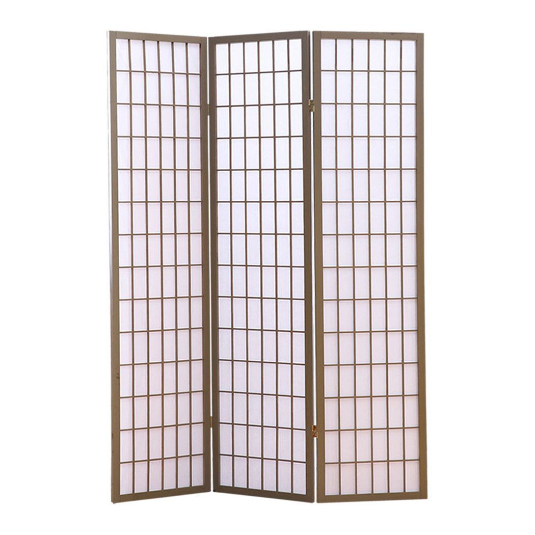 Levede 3 Panel Room Divider featuring a wooden frame and non-woven fabric screen, ideal for creating private spaces.