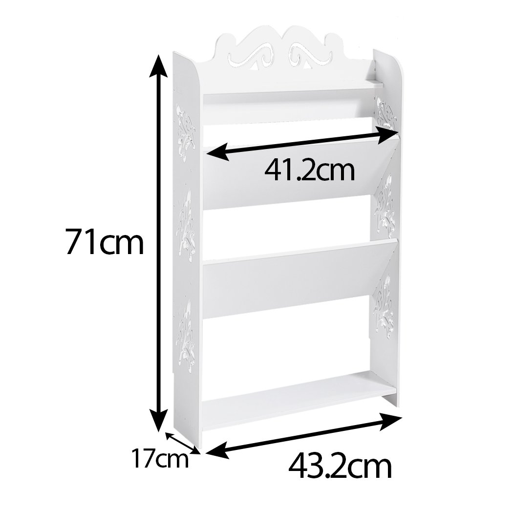 Levede 4 Tiers Shoe Rack in white, showcasing its eco-friendly WPC material and stylish design.