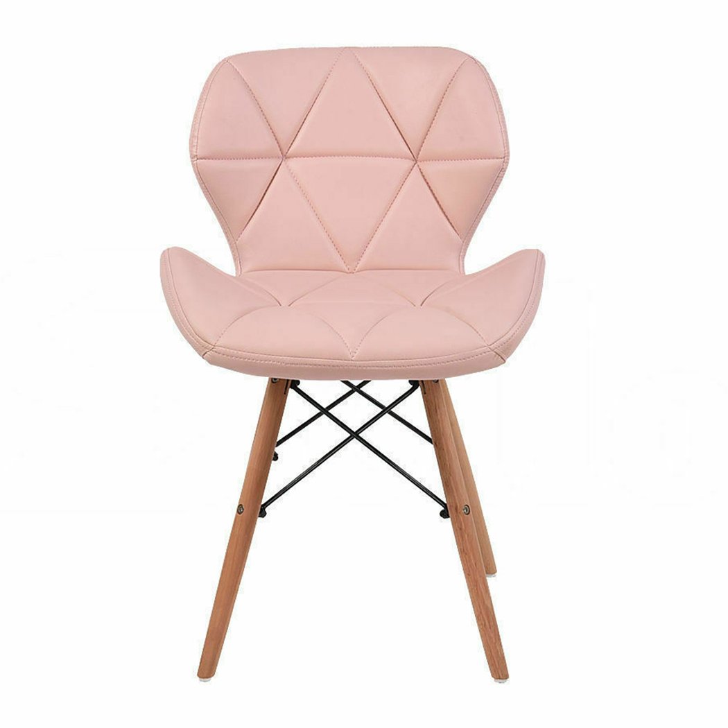Levede 4x Retro Replica PU Leather Dining Chair set in pink with beech wooden legs, showcasing elegant design and comfort.