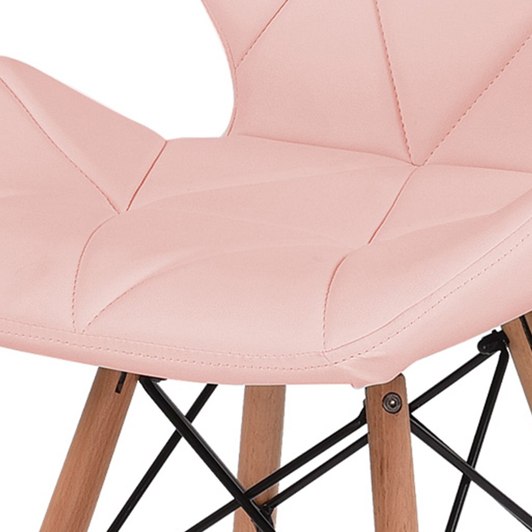 Levede 4x Retro Replica PU Leather Dining Chair set in pink with beech wooden legs, showcasing elegant design and comfort.