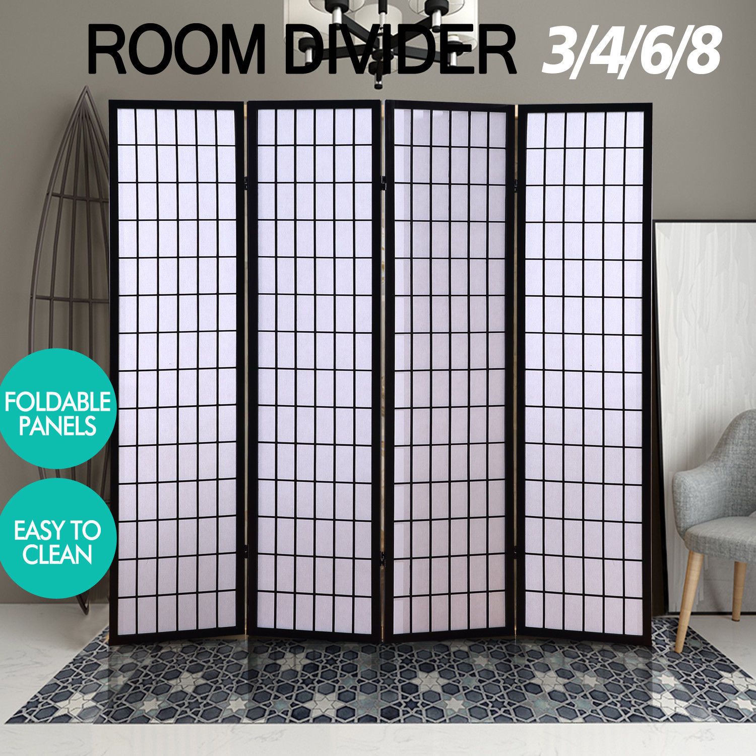 Levede 8 Panel Free Standing Foldable Room Divider Privacy Screen in a stylish setting, showcasing its elegant design and functionality.