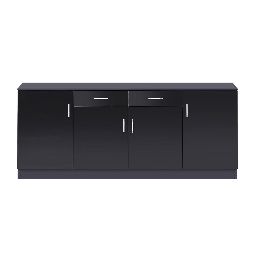 Levede Buffet Sideboard Storage Cabinet in high gloss black finish, showcasing modern design and ample storage space.