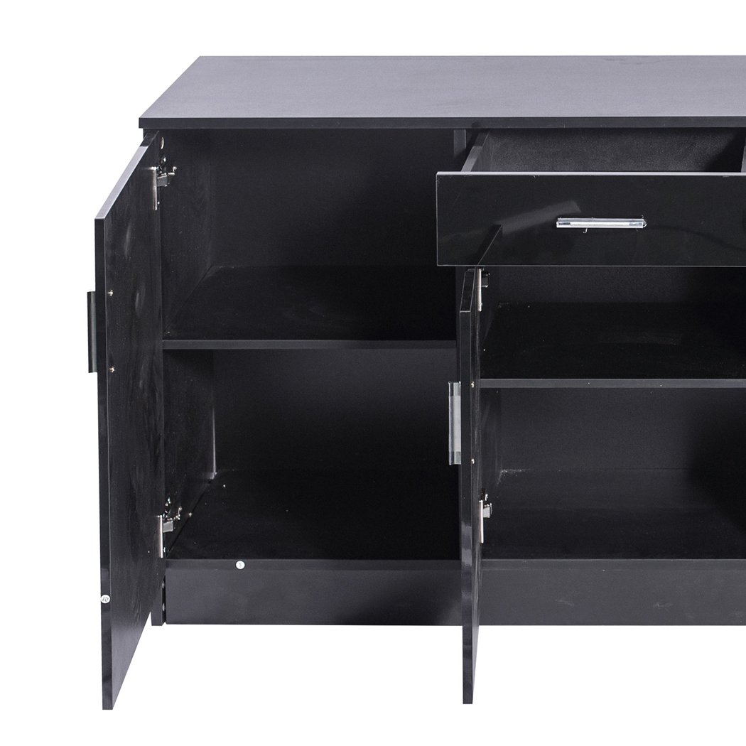 Levede Buffet Sideboard Storage Cabinet in high gloss black finish, showcasing modern design and ample storage space.