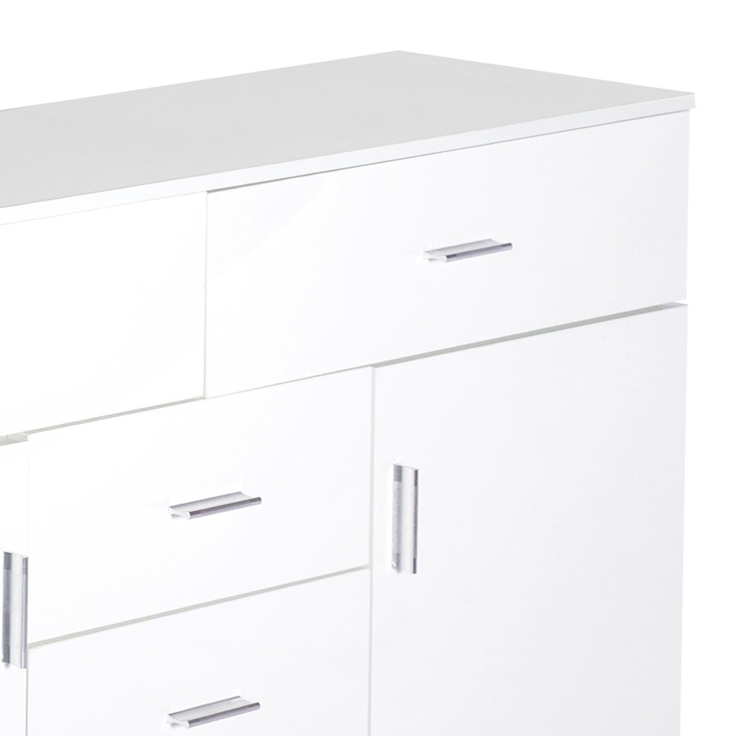 Levede Buffet Sideboard Storage Cabinet in white high gloss finish, showcasing its modern design and ample storage space.