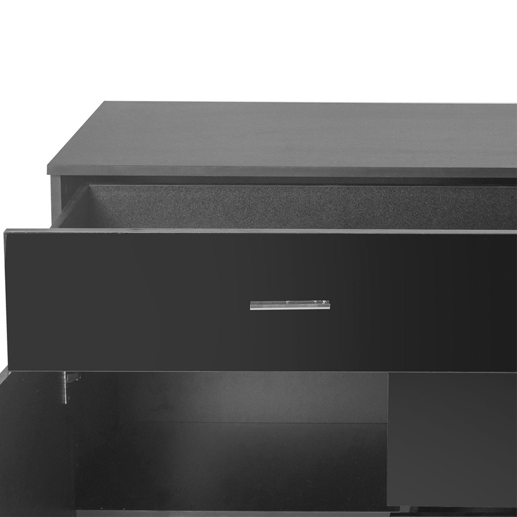 Levede Buffet Sideboard Storage Cabinet in black with high gloss finish, showcasing ample storage space and modern design.
