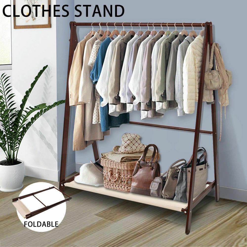 Levede Clothes Stand Garment Drying Rack made of pine wood, featuring a 3-in-1 design with hanging rail, shoe rack, and hooks, suitable for various rooms.