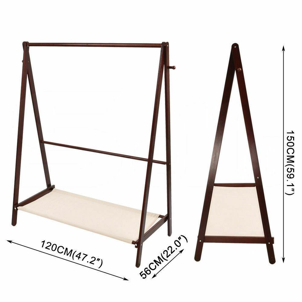 Levede Clothes Stand Garment Drying Rack made of pine wood, featuring a 3-in-1 design with hanging rail, shoe rack, and hooks, suitable for various rooms.