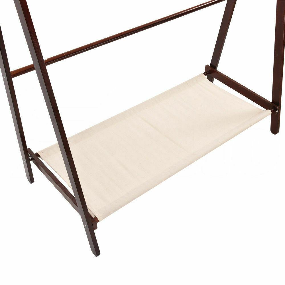 Levede Clothes Stand Garment Drying Rack made of pine wood, featuring a 3-in-1 design with hanging rail, shoe rack, and hooks, suitable for various rooms.