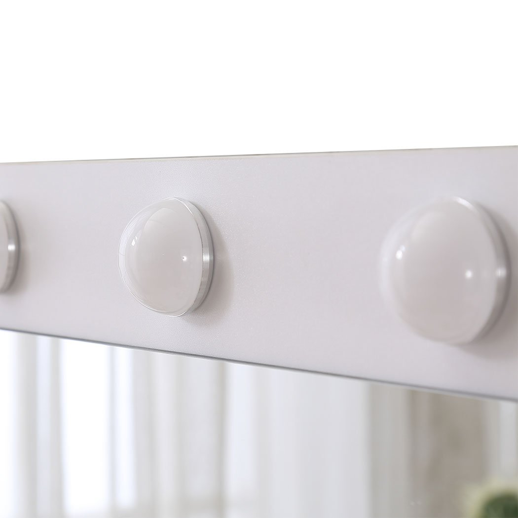 Levede Dressing Table tool set featuring an LED makeup mirror, jewelry organizer, and comfortable PU leather stool in a stylish white finish.