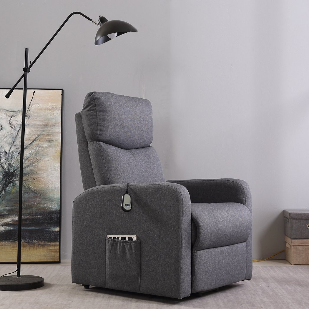 Levede Electric Massage Chair in grey with heating and lift assist features, designed for comfort and mobility support.