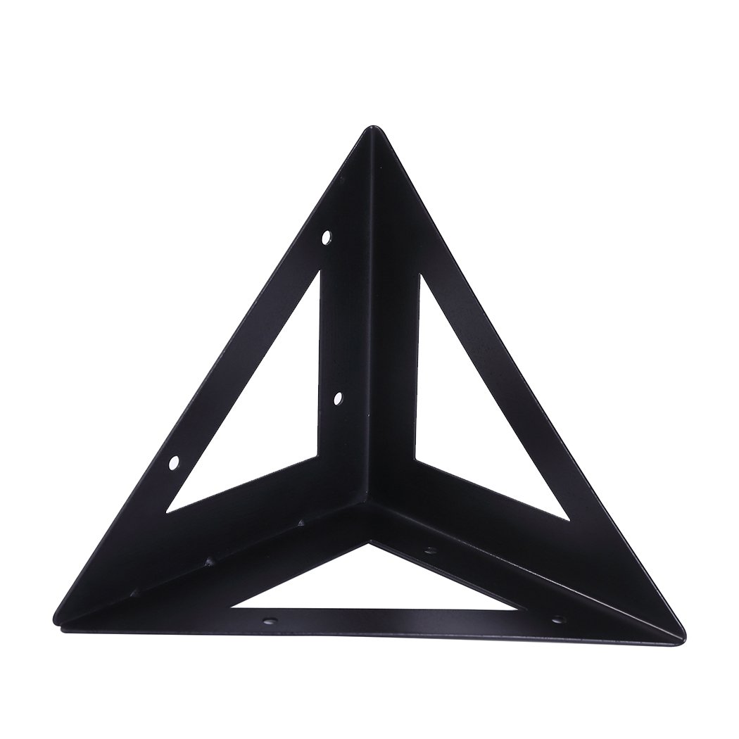 Levede Floating Shelf Brackets showcasing three wooden shelves mounted on a wall, featuring a rustic and industrial design.