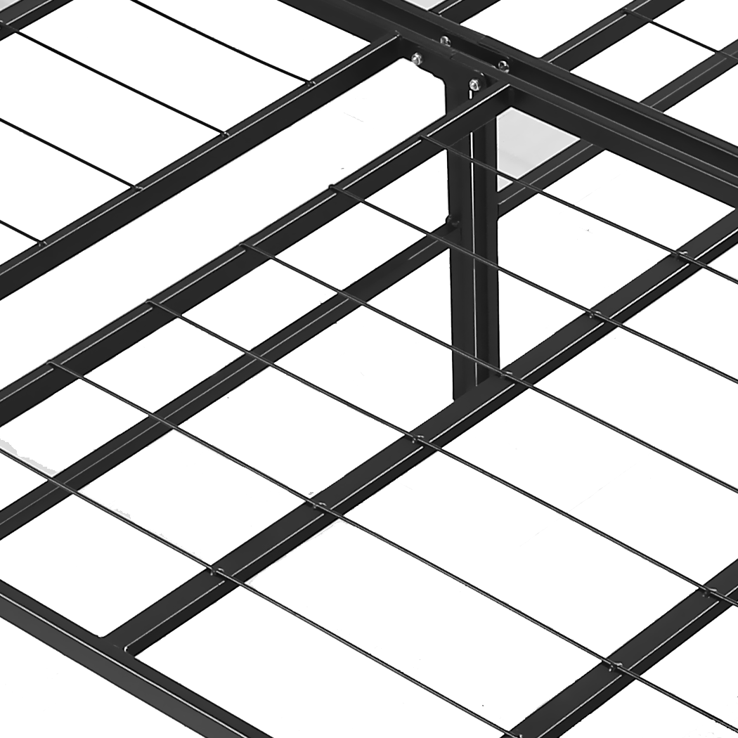 Levede Foldable Metal Bed Frame in black, showcasing its modern design and sturdy construction, perfect for King-sized mattresses.