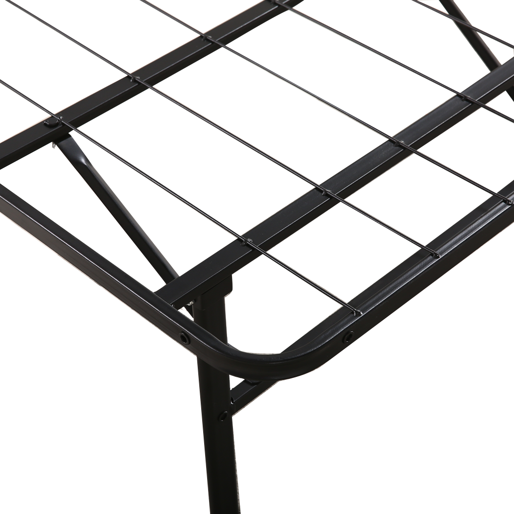 Levede Foldable Metal Bed Frame in black, showcasing its modern design and sturdy construction, perfect for King-sized mattresses.