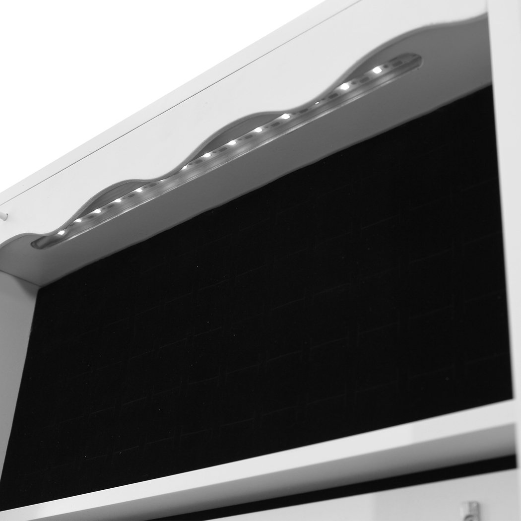 Levede Jewellery Cabinet Full Length Mirror with elegant design and ample storage for jewellery, featuring LED light and lockable door.