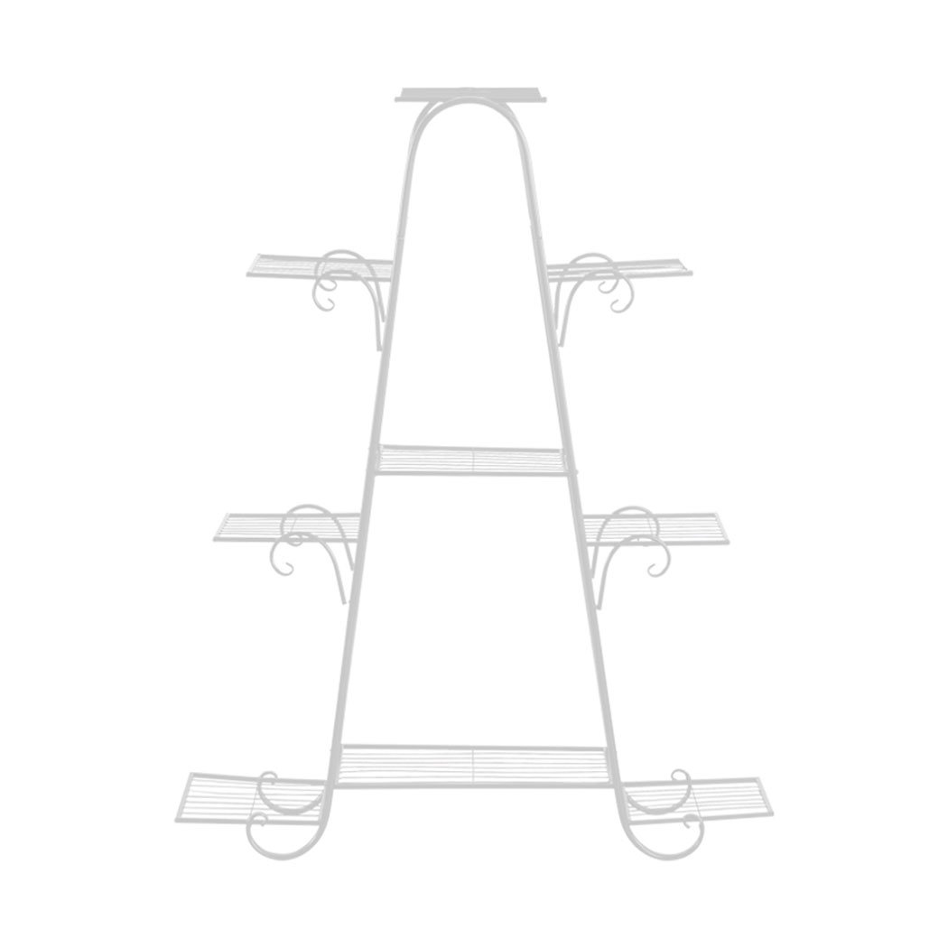 Levede Outdoor Indoor Metal Plant Stand showcasing multiple tiers with vibrant plants, designed for both indoor and outdoor use.