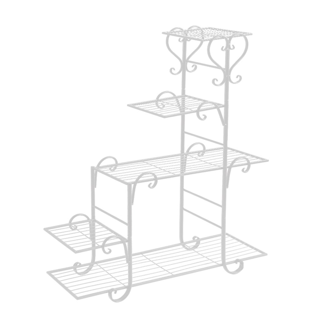 Levede Outdoor Indoor Plant Stand in white, showcasing multiple potted plants on a stylish metal shelf.