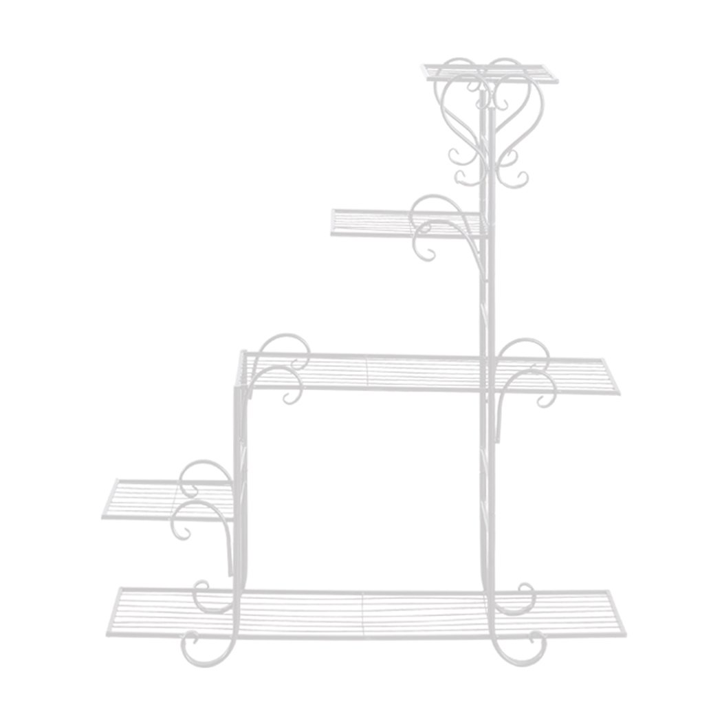 Levede Outdoor Indoor Plant Stand in white, showcasing multiple potted plants on a stylish metal shelf.