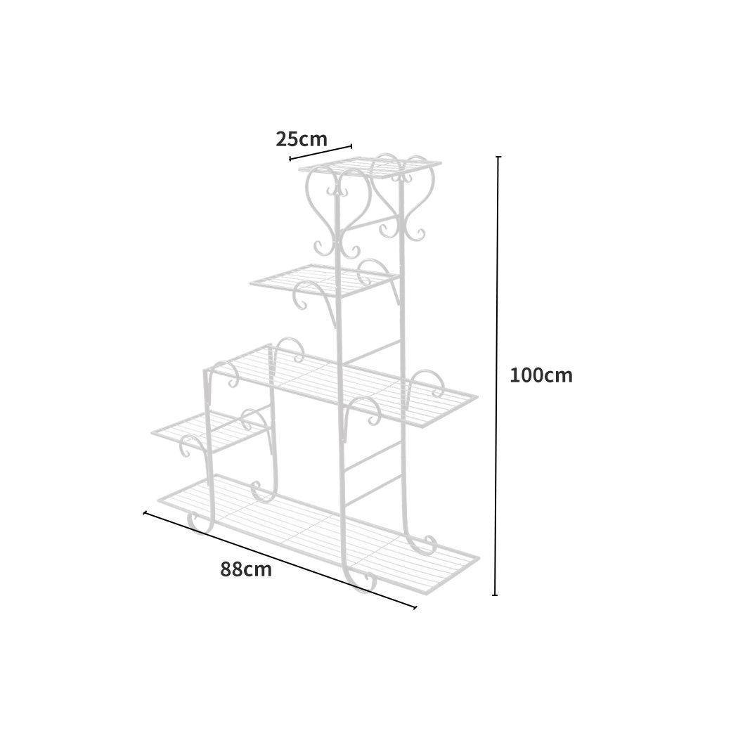 Levede Outdoor Indoor Plant Stand in white, showcasing multiple potted plants on a stylish metal shelf.