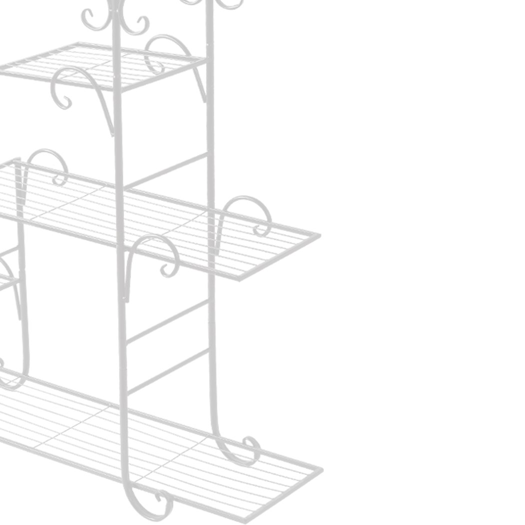 Levede Outdoor Indoor Plant Stand in white, showcasing multiple potted plants on a stylish metal shelf.