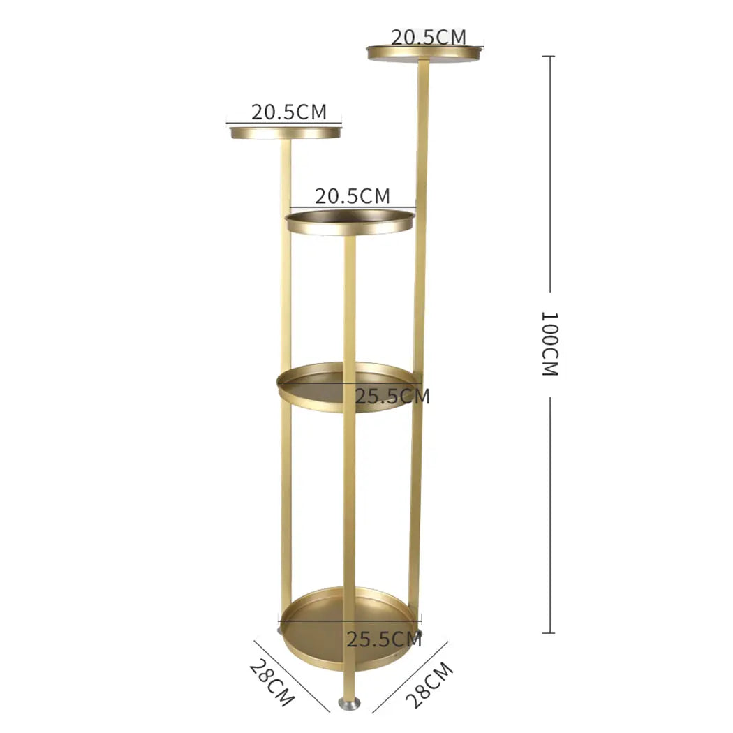 Levede Plant Stand featuring a gold finish, 5-tier design, and a triangular base, ideal for indoor and outdoor plant display.